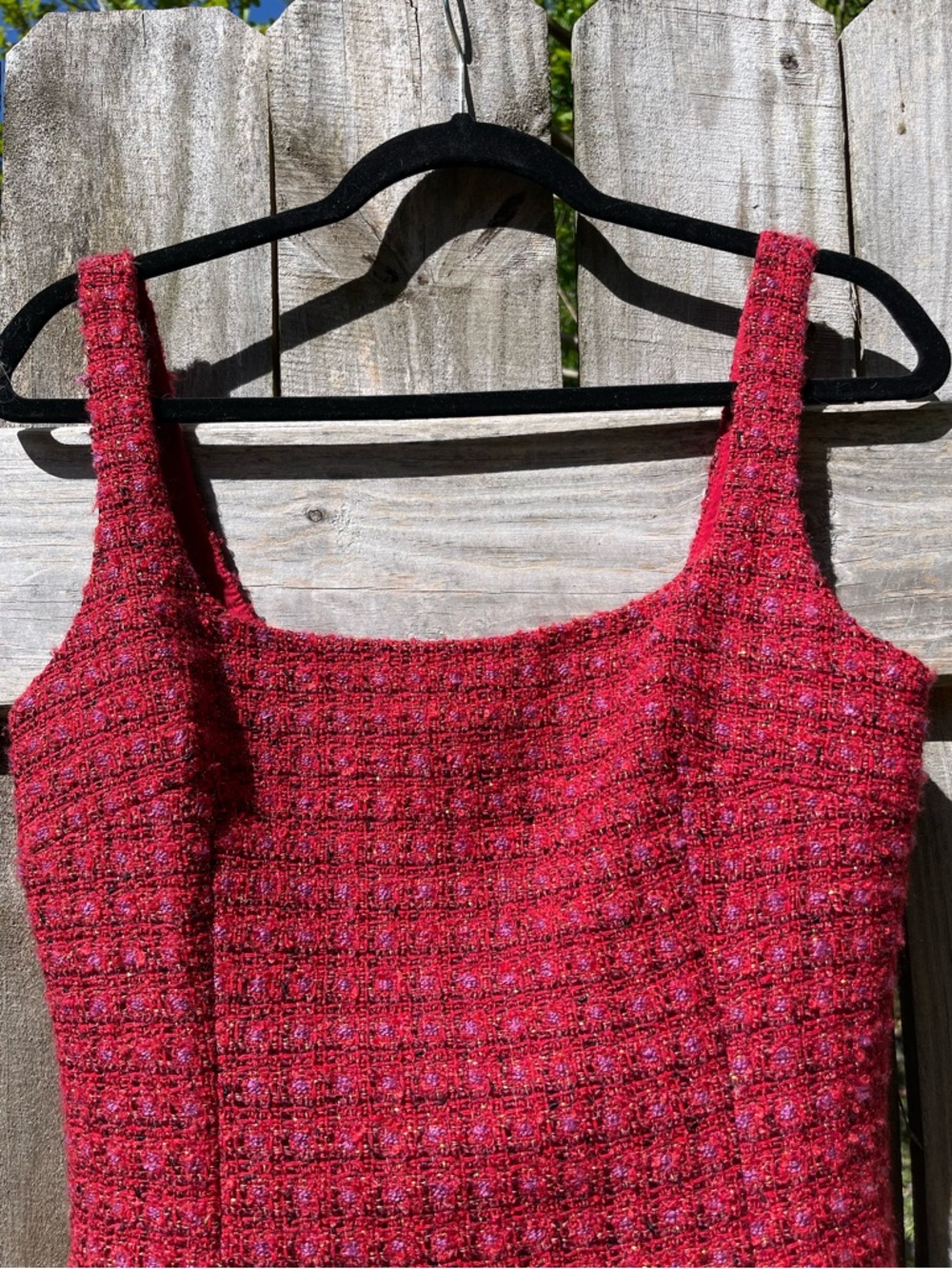 Amanda Uprichard Red Tweed Mini Dress - Picture 2 of 10
